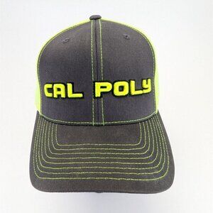 Cal Poly Trucker Hat Embroidered Gray Neon Yellow Snapback Mesh Back